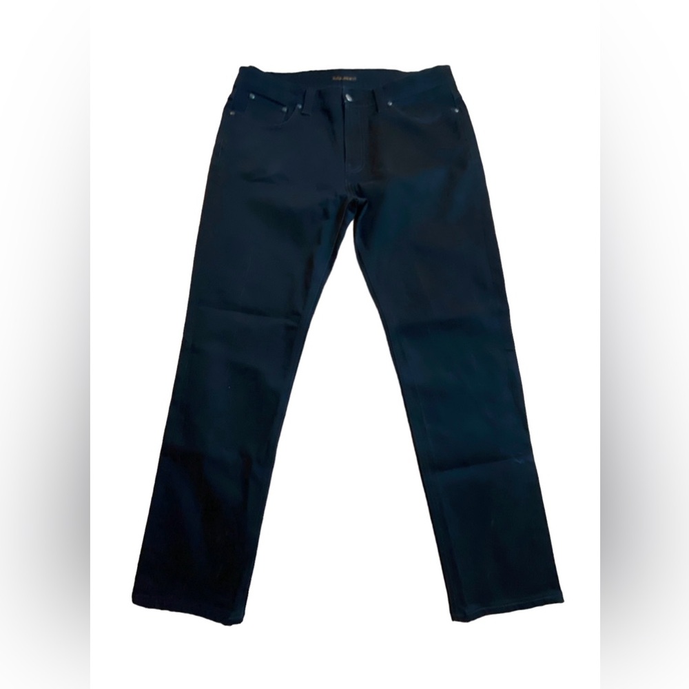Nudie Jeans Mens 38 X 32 Thin Finn Back 2 Black Organic Cotton Denim Stretch